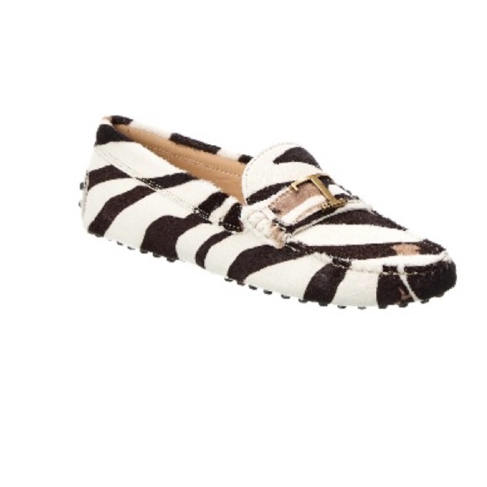 Tod's Black and White Patterned Loafers